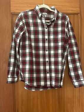 Women’s LL Bean 100% Cotton Plaid Flannel Shirt, Size Medium